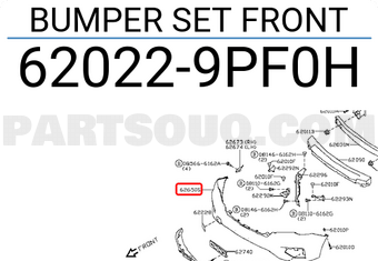 Nissan 620229PF0H BUMPER SET FRONT