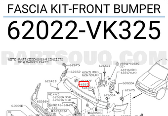 Nissan 62022VK325 FASCIA KIT-FRONT BUMPER