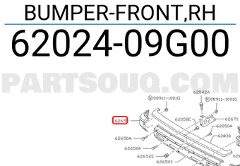 Nissan 6202409G00 BUMPER-FRONT,RH