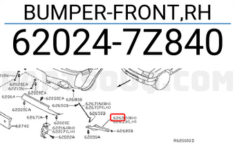 Nissan 620247Z840 BUMPER-FRONT,RH