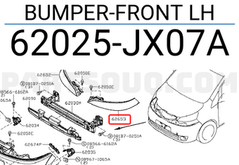 Nissan 62025JX07A BUMPER-FRONT LH