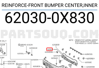 Nissan 620300X830 REINFORCE-FRONT BUMPER CENTER,INNER