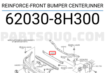 Nissan 620308H300 REINFORCE-FRONT BUMPER CENTER,INNER