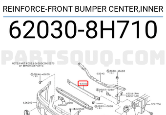 Nissan 620308H710 REINFORCE-FRONT BUMPER CENTER,INNER