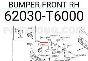 Nissan 62030T6000 BUMPER-FRONT RH