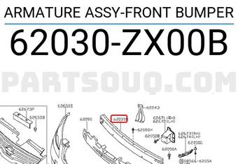 Nissan 62030ZX00B ARMATURE ASSY-FRONT BUMPER