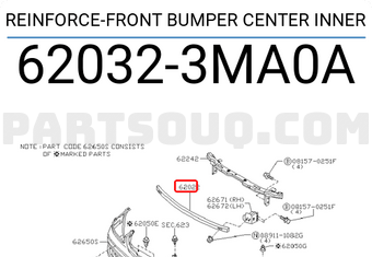 Nissan 620323MA0A REINFORCE-FRONT BUMPER CENTER INNER