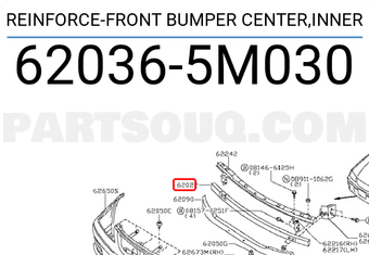 Nissan 620365M030 REINFORCE-FRONT BUMPER CENTER,INNER