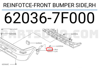 Nissan 620367F000 REINFOTCE-FRONT BUMPER SIDE,RH