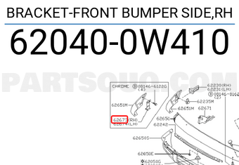 Nissan 620400W410 BRACKET-FRONT BUMPER SIDE,RH