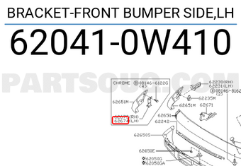 Nissan 620410W410 BRACKET-FRONT BUMPER SIDE,LH