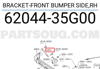 Nissan 6204435G00 BRACKET-FRONT BUMPER SIDE,RH