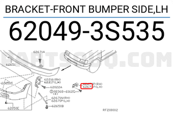 Nissan 620493S535 BRACKET-FRONT BUMPER SIDE,LH