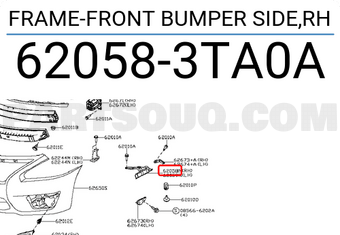 Nissan 620583TA0A FRAME-FRONT BUMPER SIDE,RH