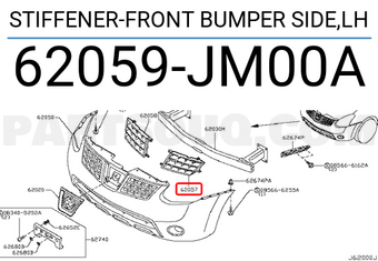 Nissan 62059JM00A STIFFENER-FRONT BUMPER SIDE,LH