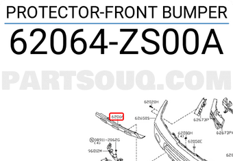 Nissan 62064ZS00A PROTECTOR-FRONT BUMPER