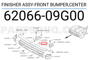 Nissan 6206609G00 FINISHER ASSY-FRONT BUMPER,CENTER