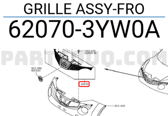Nissan 620703YW0A GRILLE ASSY-FRO