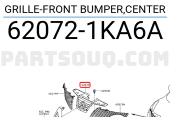 Nissan 620721KA6A GRILLE-FRONT BUMPER,CENTER
