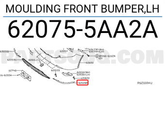 Nissan 620755AA2A MOULDING FRONT BUMPER,LH