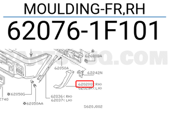 Nissan 620761F101 MOULDING-FR,RH