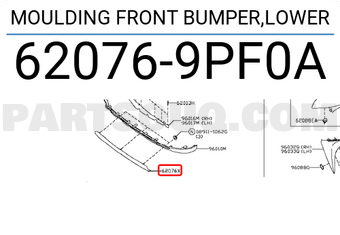 Nissan 620769PF0A MOULDING FRONT BUMPER,LOWER