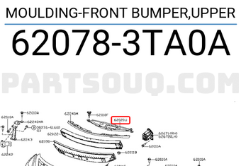 Nissan 620783TA0A MOULDING-FRONT BUMPER,UPPER