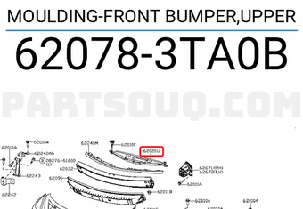 Nissan 620783TA0B MOULDING-FRONT BUMPER,UPPER