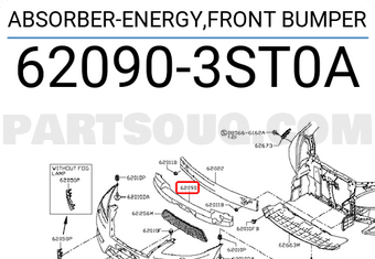 Nissan 620903ST0A ABSORBER-ENERGY,FRONT BUMPER