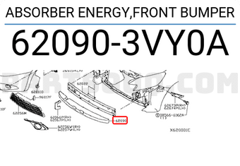 Nissan 620903VY0A ABSORBER ENERGY,FRONT BUMPER
