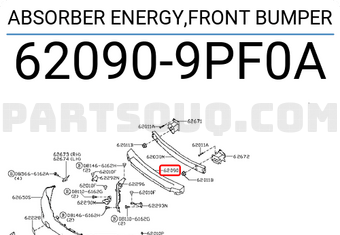 Nissan 620909PF0A ABSORBER ENERGY,FRONT BUMPER
