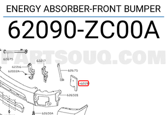Nissan 62090ZC00A ENERGY ABSORBER-FRONT BUMPER