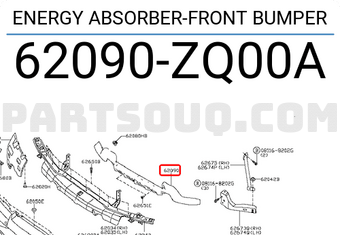 Nissan 62090ZQ00A ENERGY ABSORBER-FRONT BUMPER