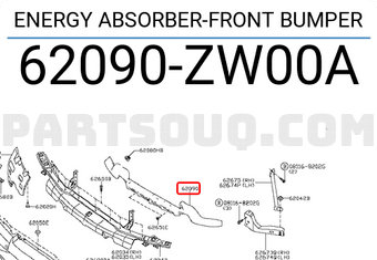 Nissan 62090ZW00A ENERGY ABSORBER-FRONT BUMPER