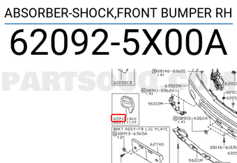 Nissan 620925X00A ABSORBER-SHOCK,FRONT BUMPER RH