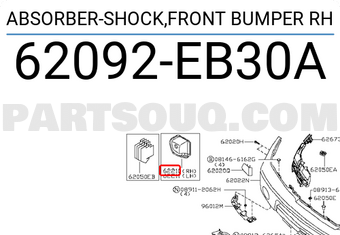 Nissan 62092EB30A ABSORBER-SHOCK,FRONT BUMPER RH