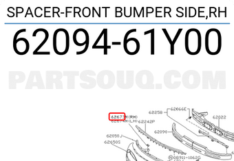 Nissan 6209461Y00 SPACER-FRONT BUMPER SIDE,RH