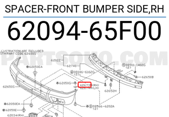 Nissan 6209465F00 SPACER-FRONT BUMPER SIDE,RH