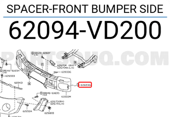 Nissan 62094VD200 SPACER-FRONT BUMPER SIDE
