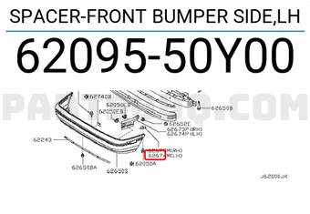 Nissan 6209550Y00 SPACER-FRONT BUMPER SIDE,LH