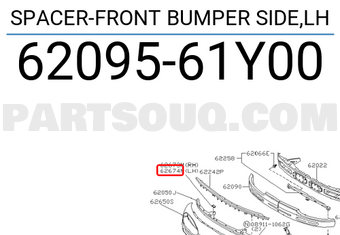 Nissan 6209561Y00 SPACER-FRONT BUMPER SIDE,LH