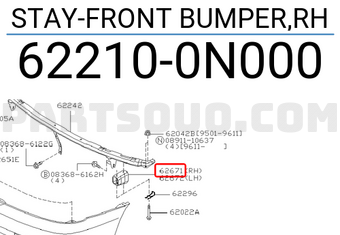 Nissan 622100N000 STAY-FRONT BUMPER,RH