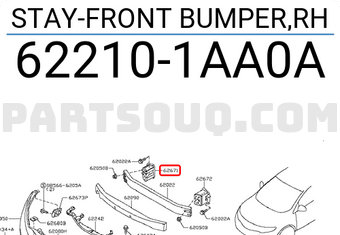 Nissan 622101AA0A STAY-FRONT BUMPER,RH