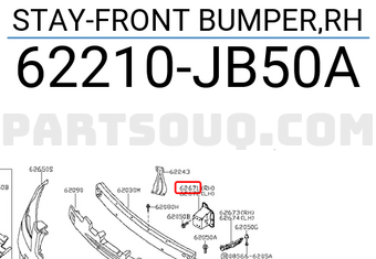 Nissan 62210JB50A STAY-FRONT BUMPER,RH