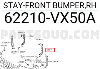 Nissan 62210VX50A STAY-FRONT BUMPER,RH