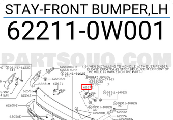 Nissan 622110W001 STAY-FRONT BUMPER,LH