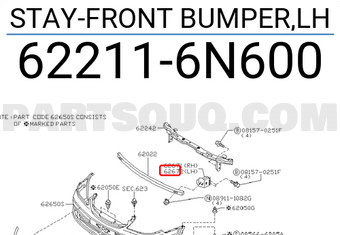 Nissan 622116N600 STAY-FRONT BUMPER,LH