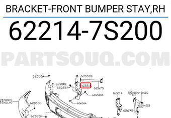Nissan 622147S200 BRACKET-FRONT BUMPER STAY,RH
