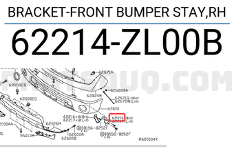 Nissan 62214ZL00B BRACKET-FRONT BUMPER STAY,RH