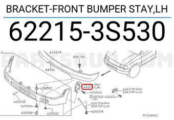 Nissan 622153S530 BRACKET-FRONT BUMPER STAY,LH